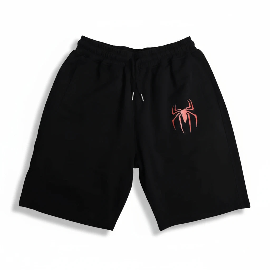 Miles Morales shorts laid flat with white background.