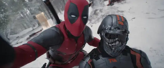 Deadpool takinga selfie with a dead TVA soldier in "Deadpool & Wolverine."