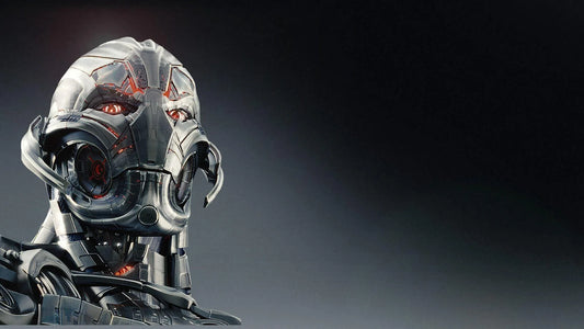 Ultron in a menacing pose with a dark background.