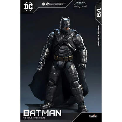 Batman action figure with detailed costume and cape on a dark background