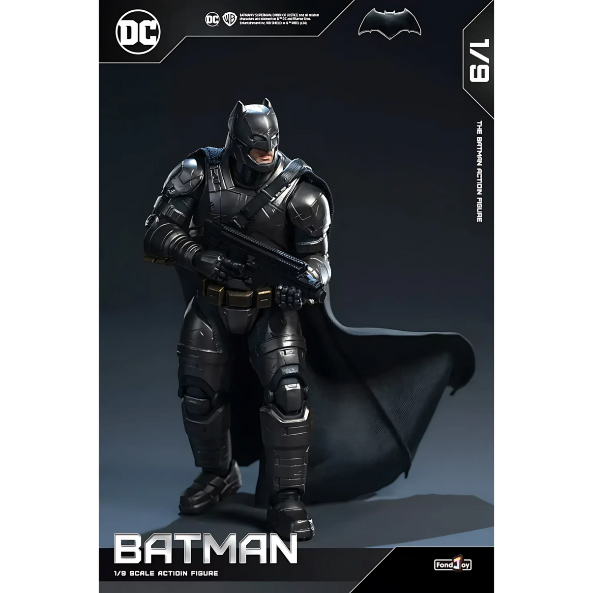 Batman action figure with detailed costume on a dark background