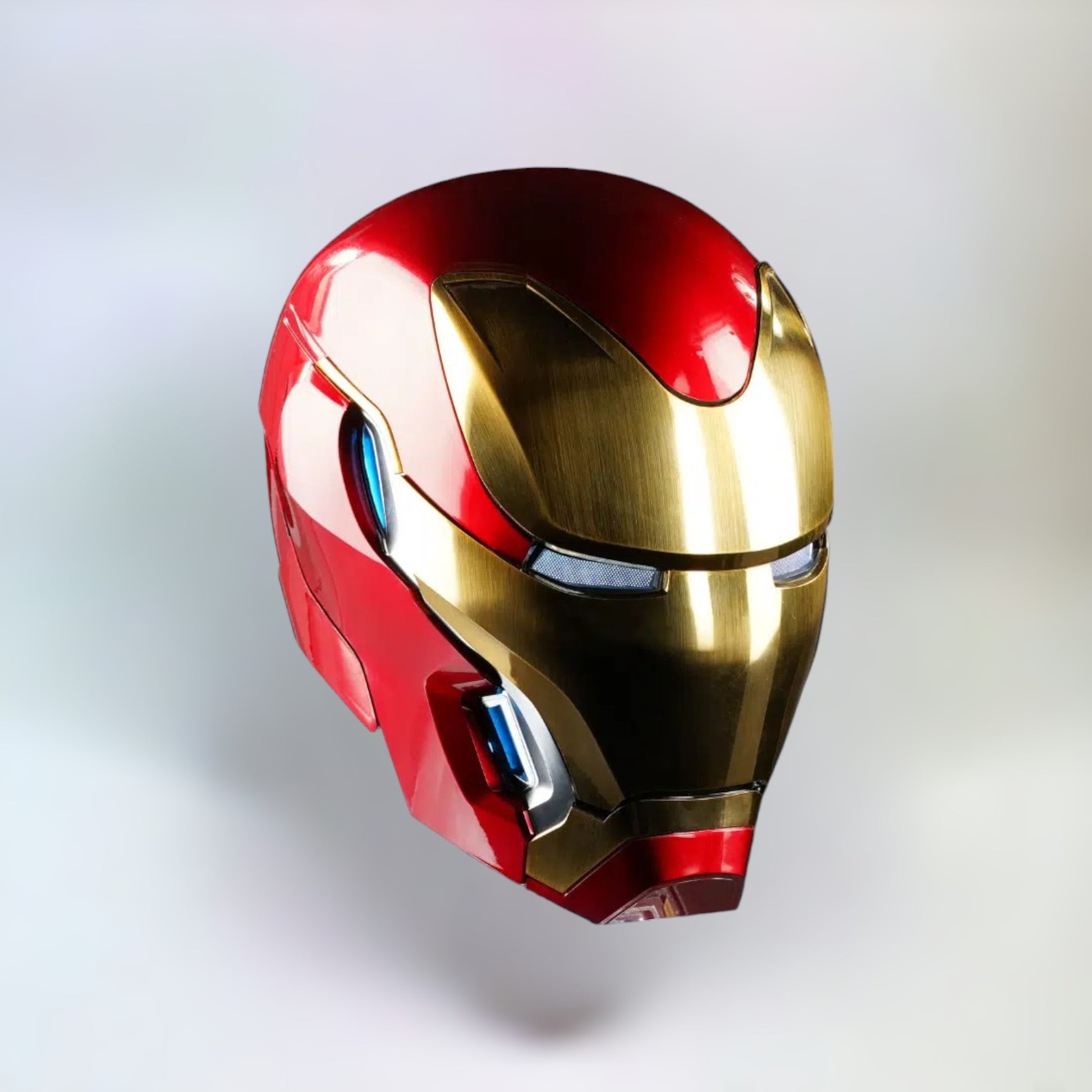 Iron Man MK50 Helmet diagonal side view on a plain background.