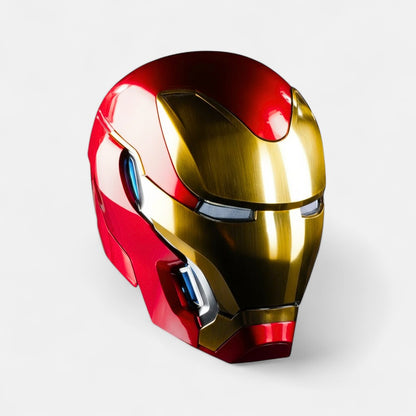 Iron Man MK50 Helmet diagonal side view on a plain background.