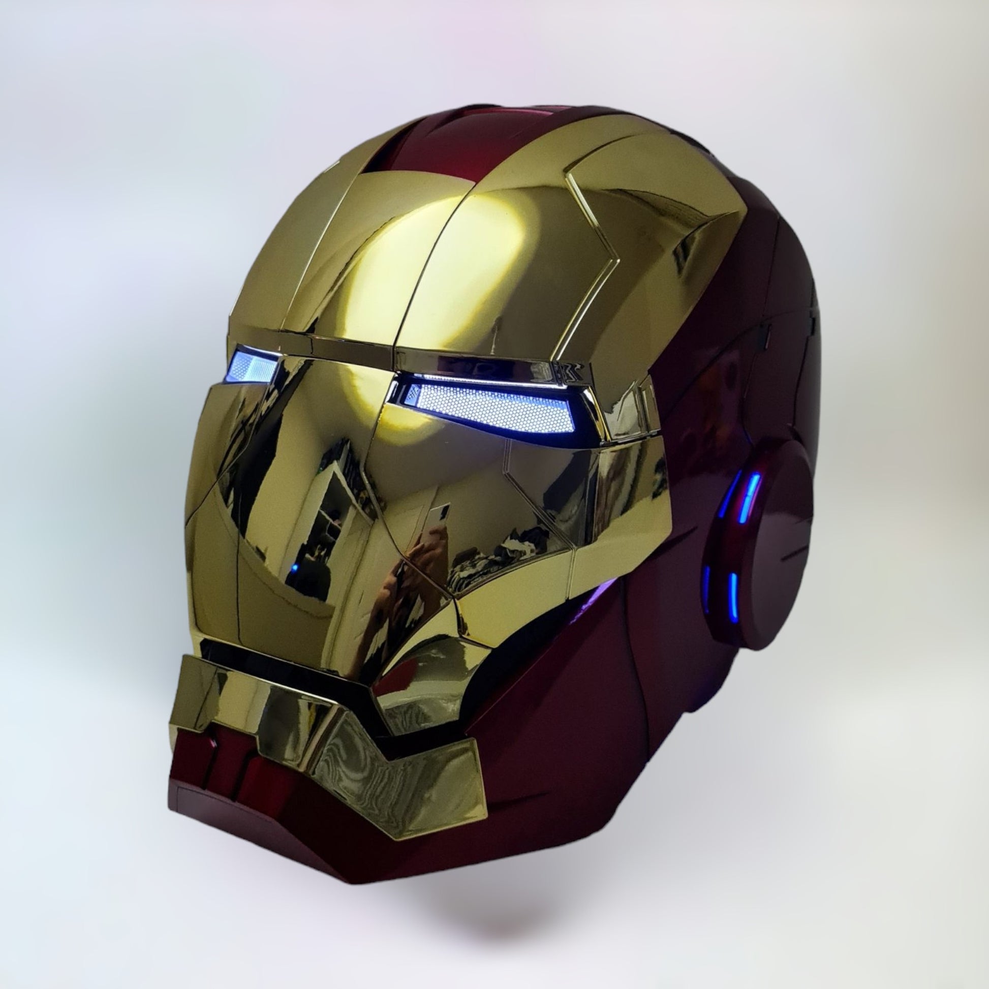 Iron Man Helmet MK5 Gold Jarvis Voice Activation Classic Blue Eyes