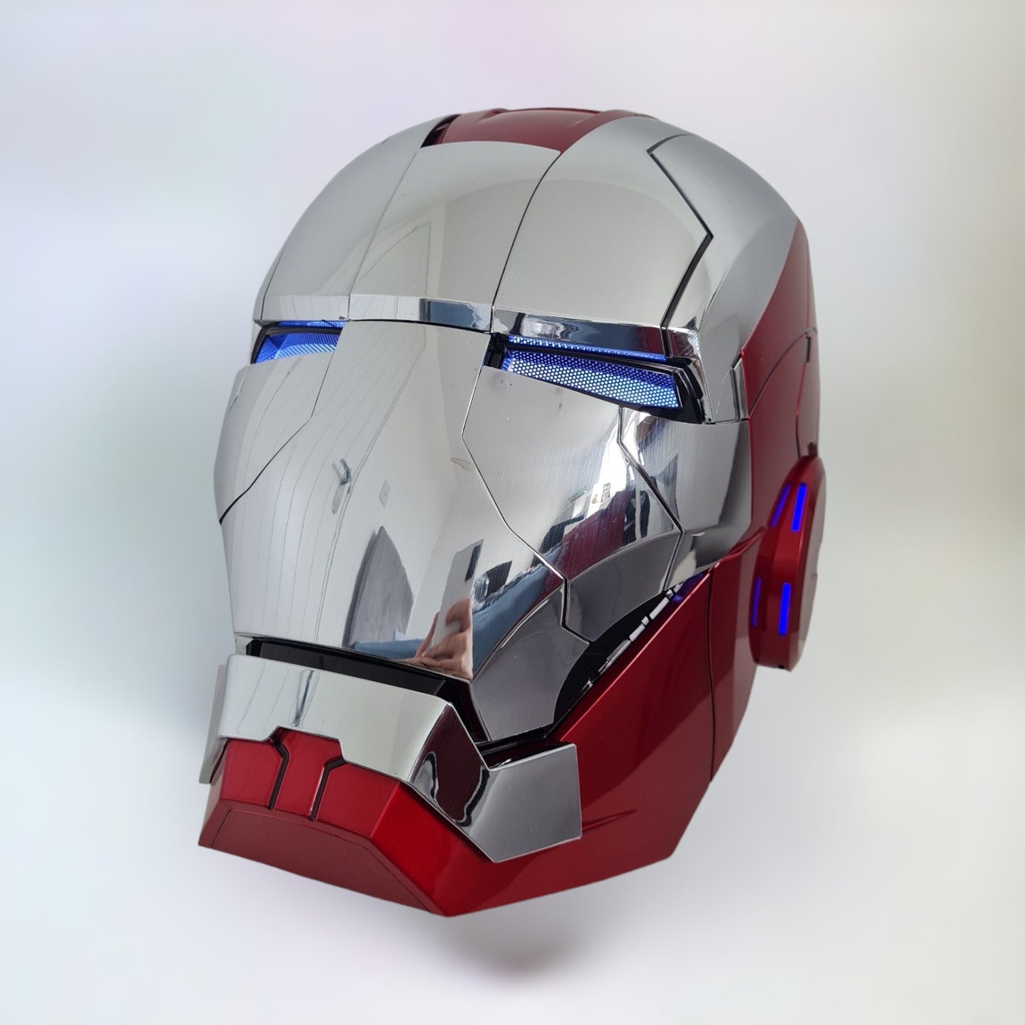 Iron Man Helmet MK5 Silver Jarvis Voice Activation Classic Blue Eyes