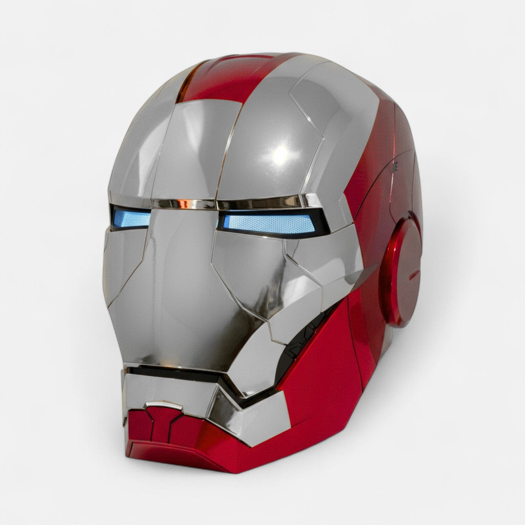 Iron Man Helmet MK5 Silver Jarvis Voice Activation Classic Blue Eyes