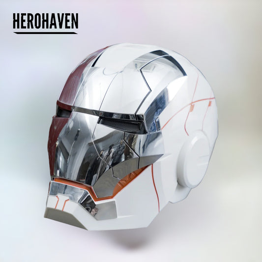 Iron Man Helmet MK5 White Jarvis Voice Activation