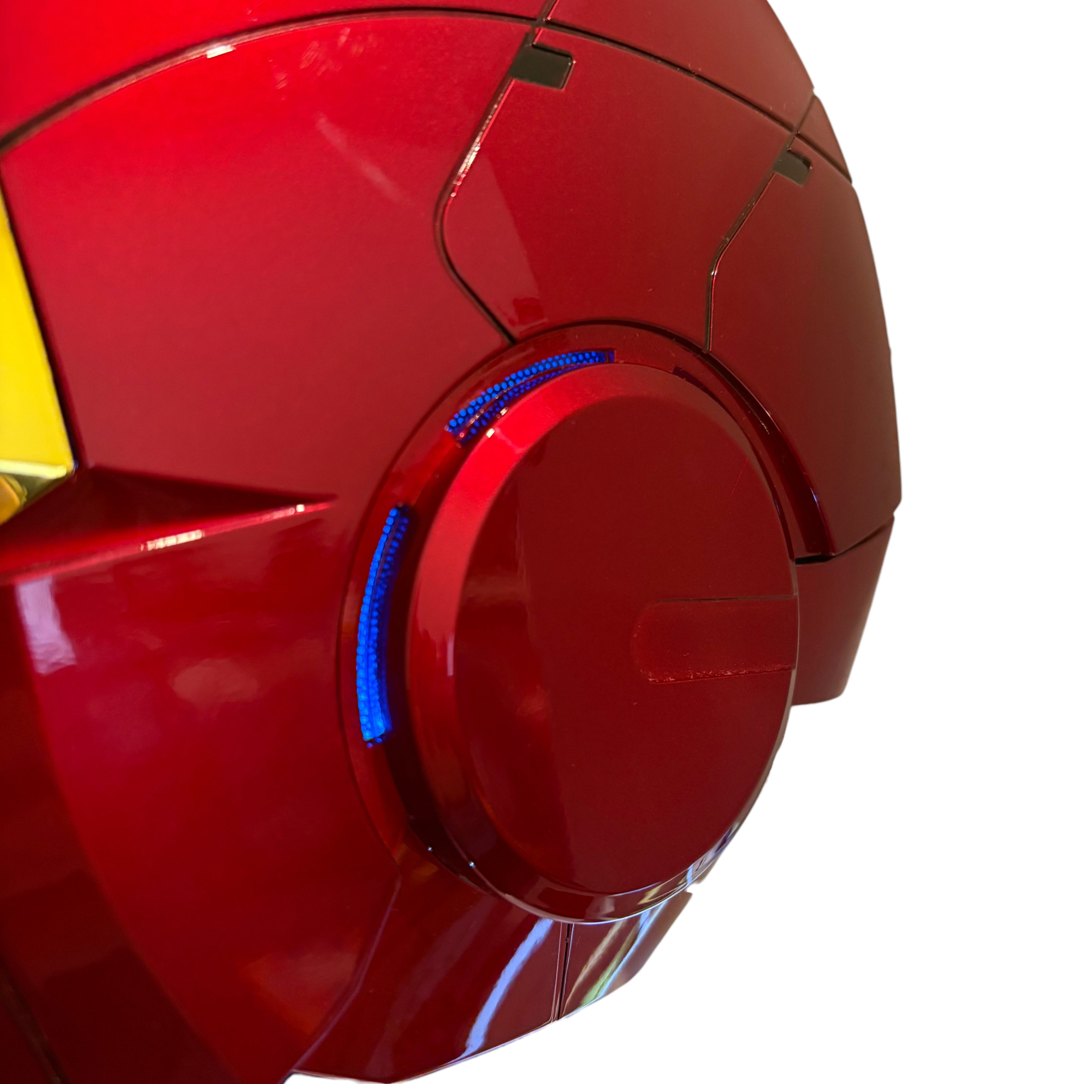 Iron Man Helmet MK5 Gold Jarvis Voice Activation Blue Ear Light