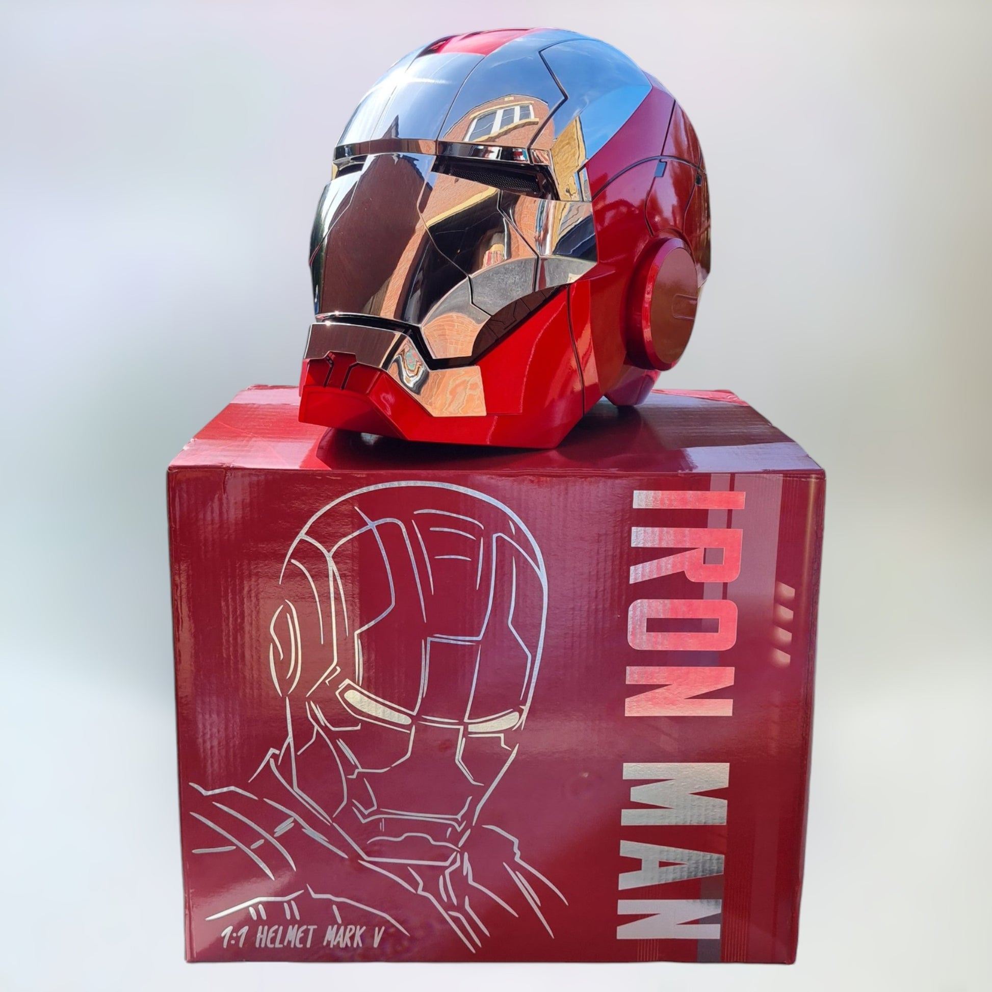 Iron Man Helmet MK5 Silver Jarvis Voice Activation 