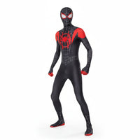 Standing pose Miles Morales costume with white background.