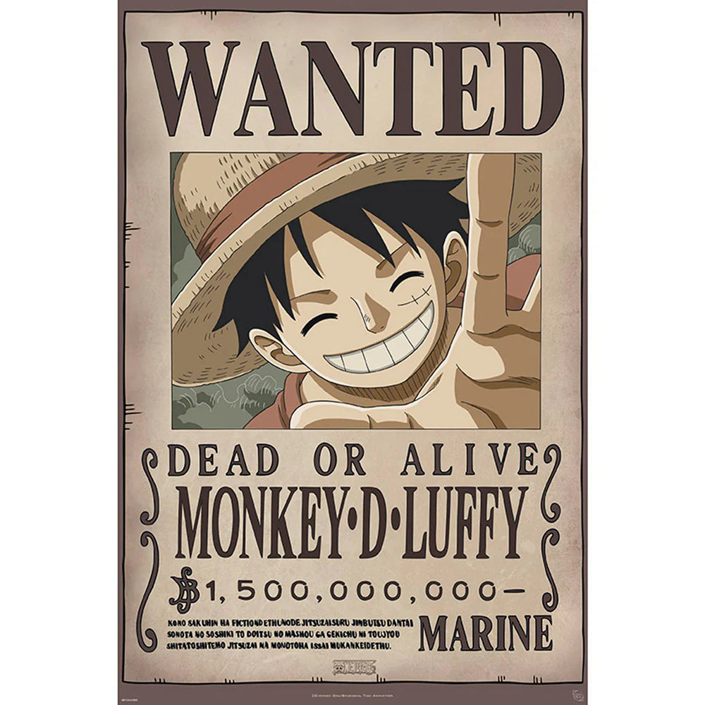 One Piece Luffy Wanted Poster | Official 61x91.5cm Wall Art – HeroHaven