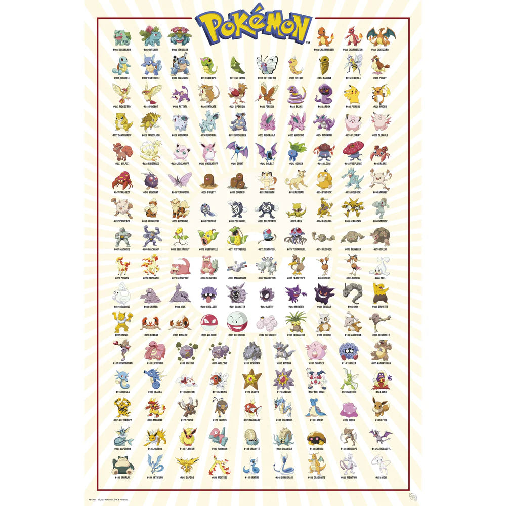 Pokémon Kanto 151 Maxi Poster | Original Gen 1 Wall Art – HeroHaven