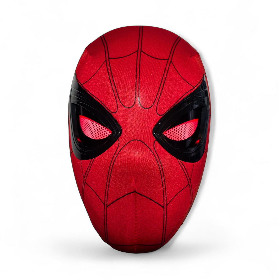 Spiderman mask with blinking movable eyes led lights red