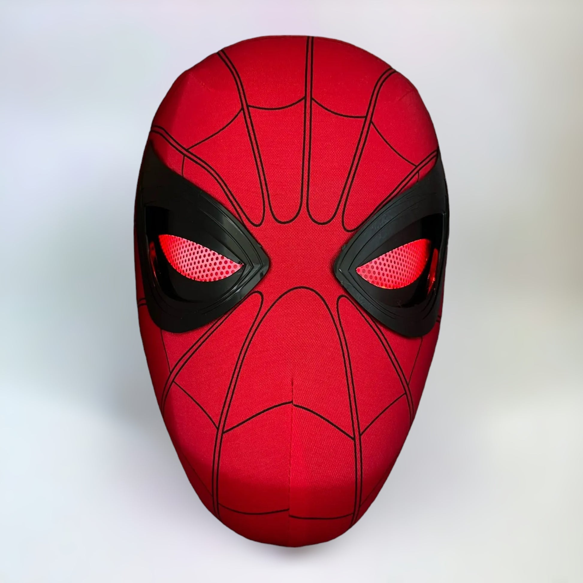 Spiderman mask with blinking movable eyes led lights red