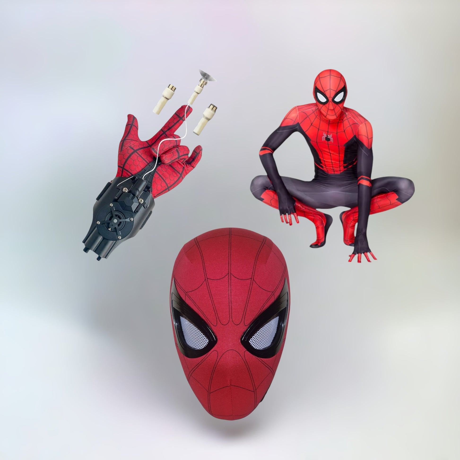 Spiderman bundle of a spiderman mask, webshooter and costume.