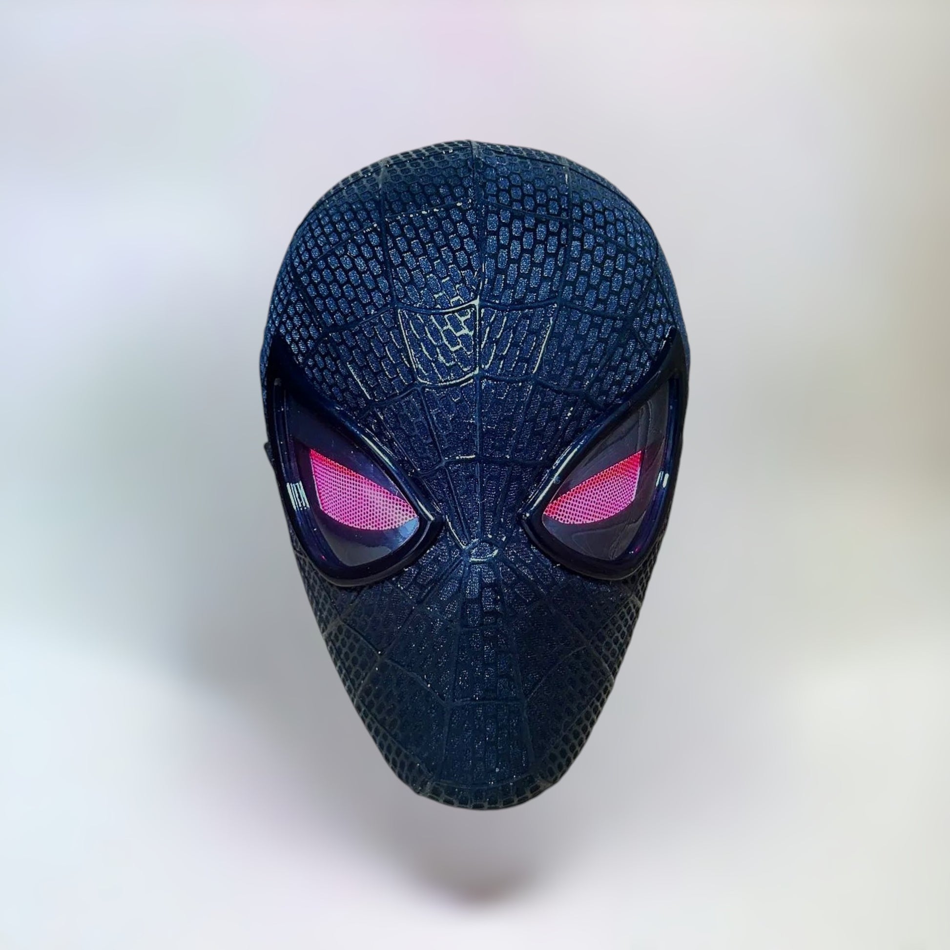 The Amazing Spiderman Venom Mask with Blinking Movable Eyes Remote Controlled and LED Lights Red LED Eyes Open Spiderman Venom mask with plain white background