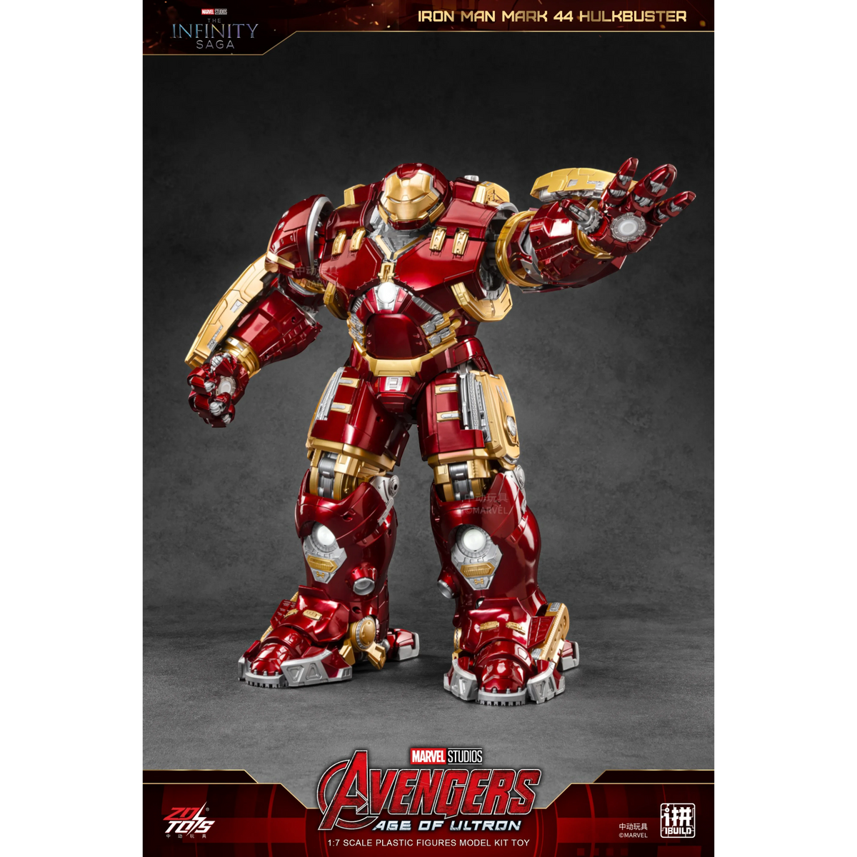 ZD Toys Iron Man Hulkbuster MK44 model kit in an action pose.