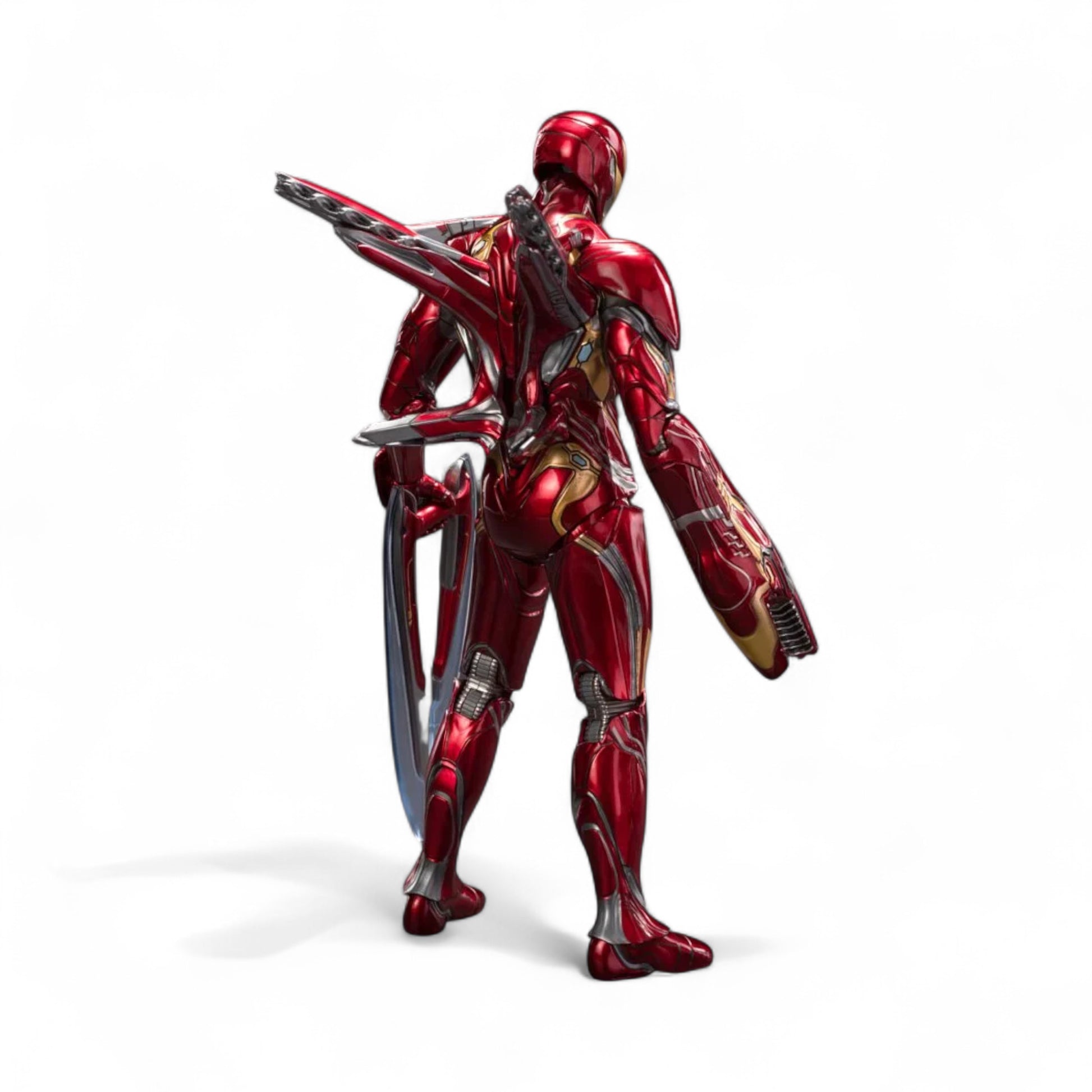 ZD Toys Iron Man Mark 50 action figure back side posing with weapon.
