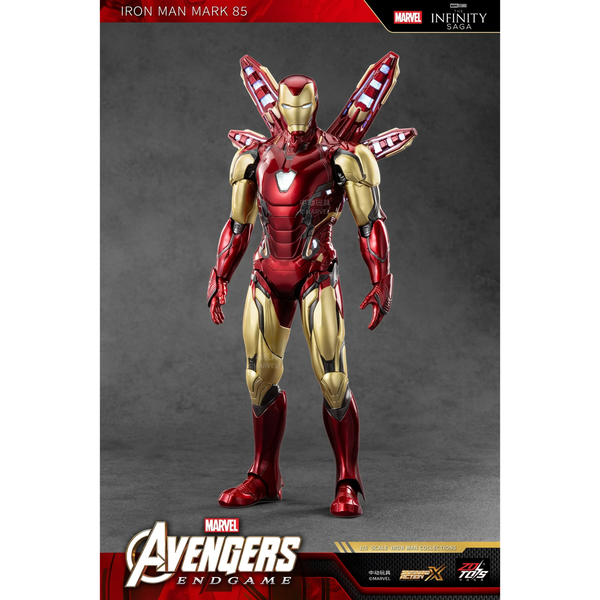 ZD Toys Iron Man Mark 85 LED action figure posing.