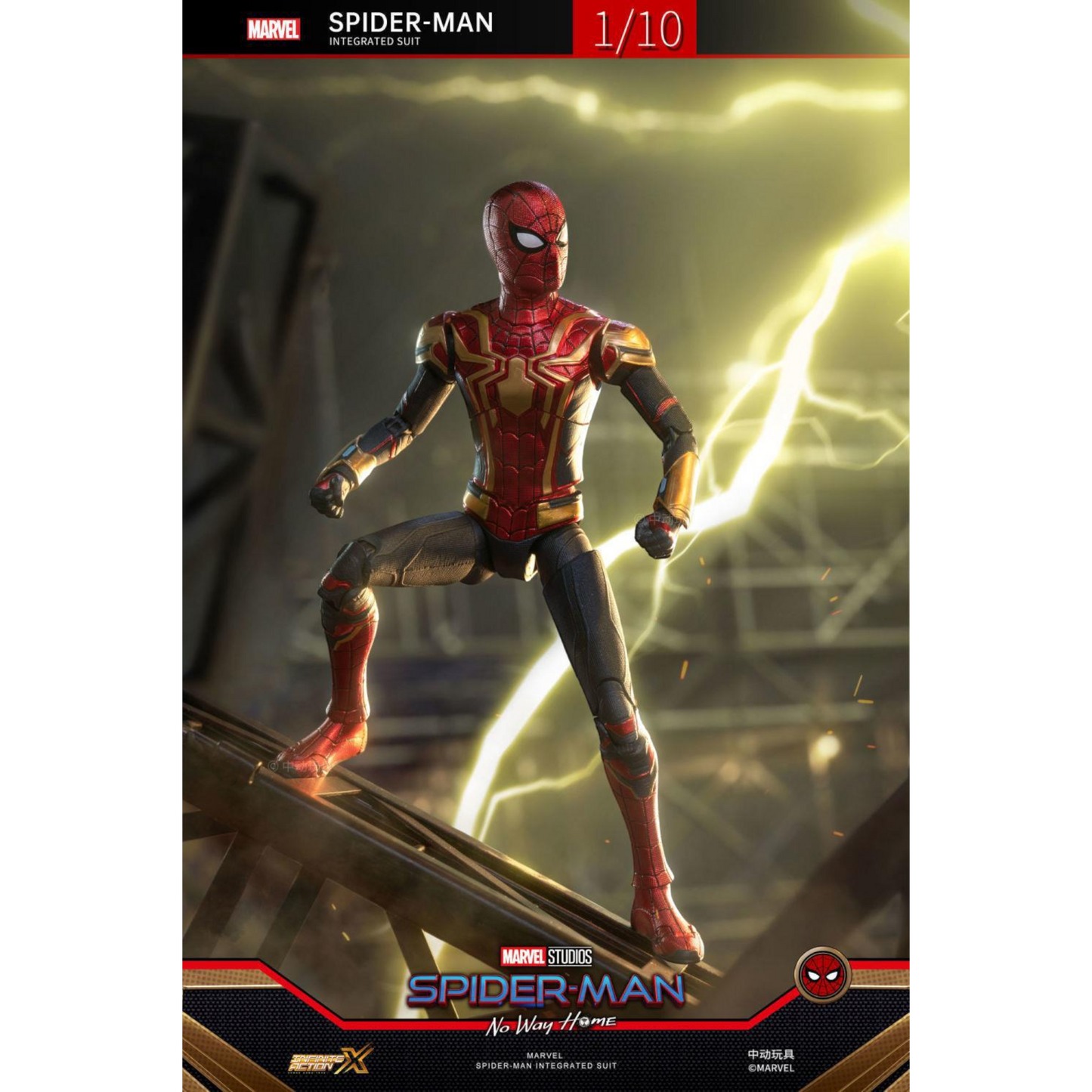 ZD Toys Spiderman Iron Integrated Suit 1/10 Scale Action Figure from Spiderman No Way Home action figure posing.