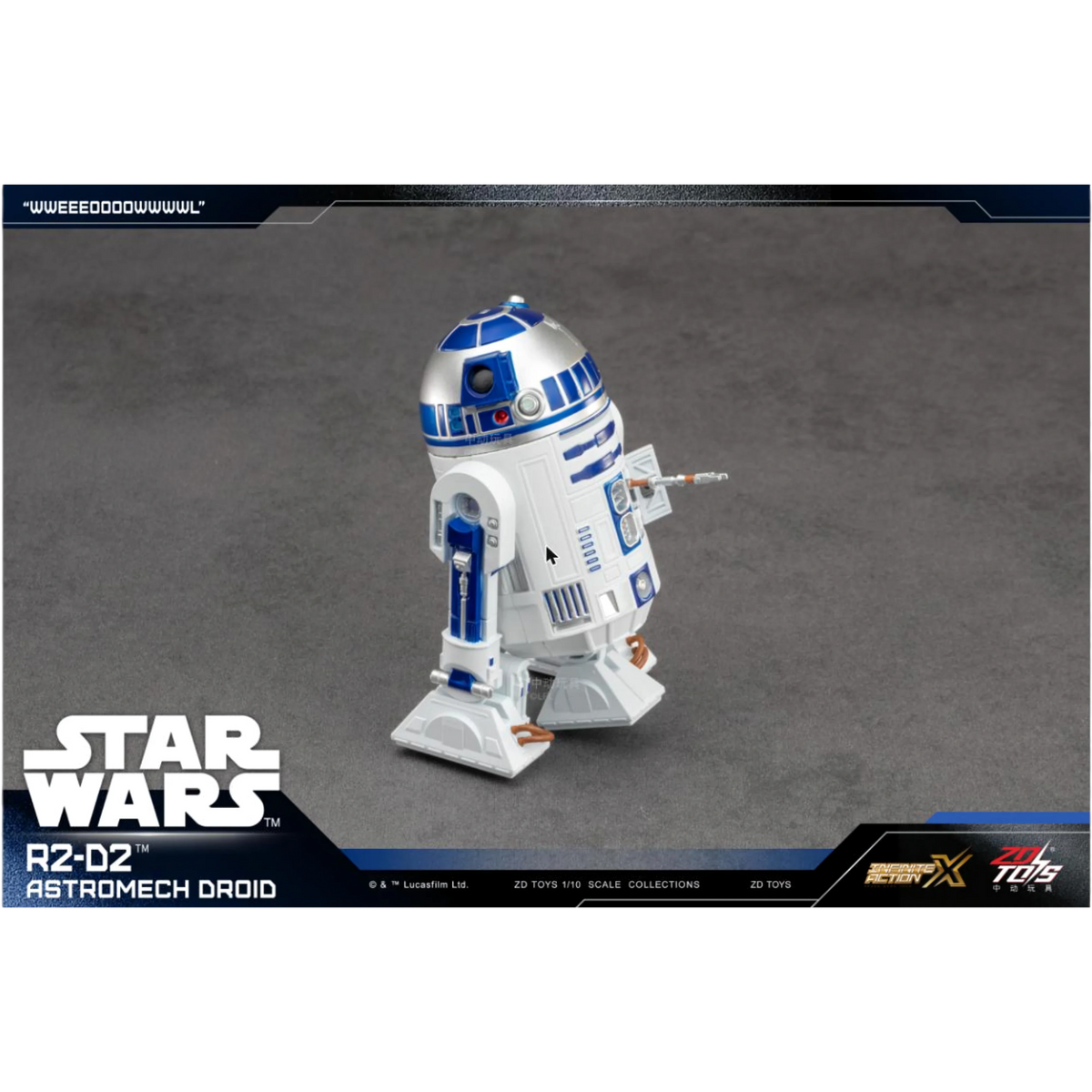 ZD Toys R2-D2 action figure, angled view.