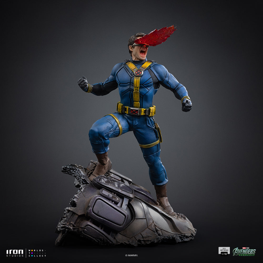 Iron Studios Cyclops Avengers: Doomsday BDS 1/10 statue - unpainted prototype detail view, alternate power-effect part 1