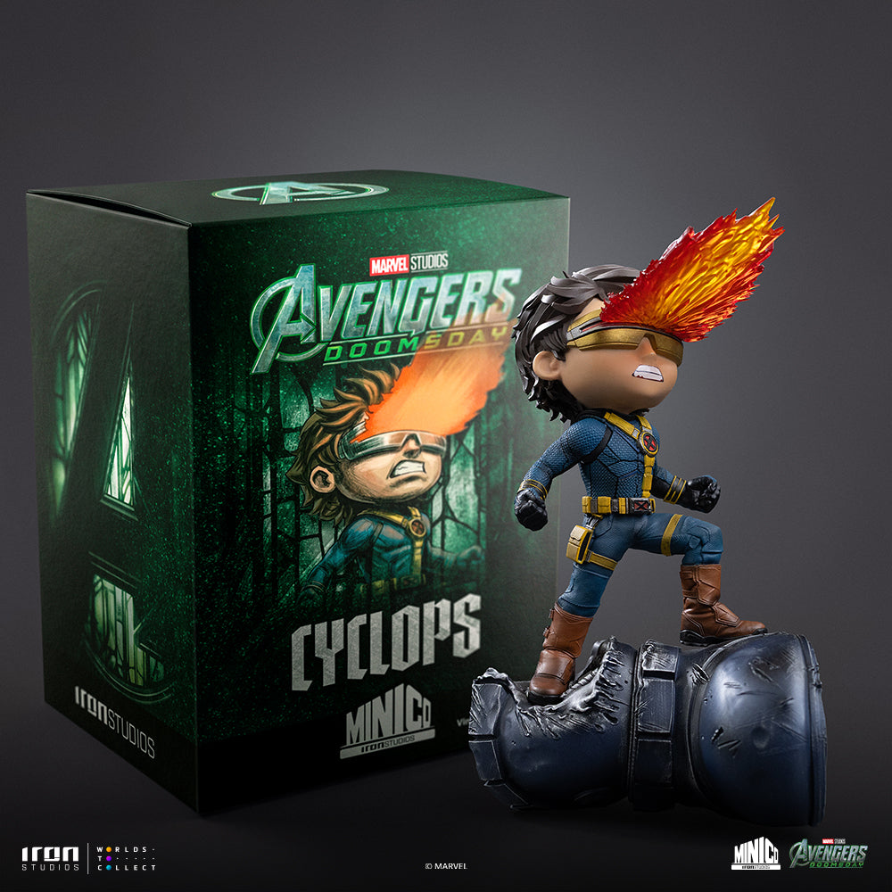 Iron Studios Cyclops Avengers: Doomsday MiniCo statue - front view on white background