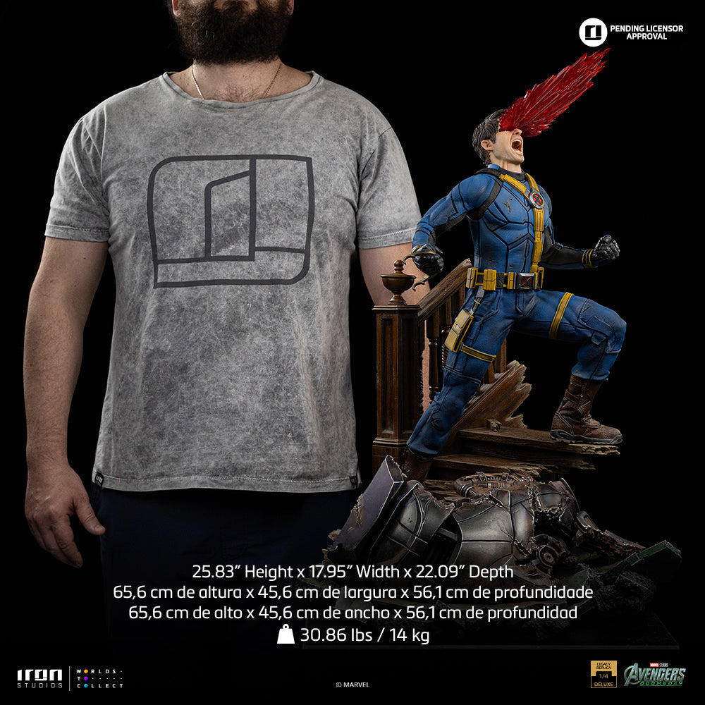 Iron Studios Cyclops Legacy Replica 1/4 Statue, Deluxe Ver statue - scale size comparison with ruler
