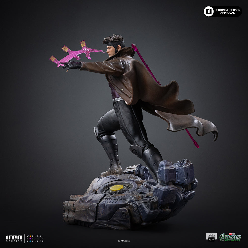 Iron Studios Gambit Avengers: Doomsday BDS 1/10 statue - unpainted prototype detail view, alternate power-effect part 4