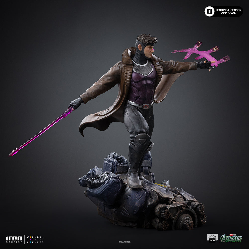 Iron Studios Gambit Avengers: Doomsday BDS 1/10 statue - unpainted prototype detail view, alternate power-effect part 6