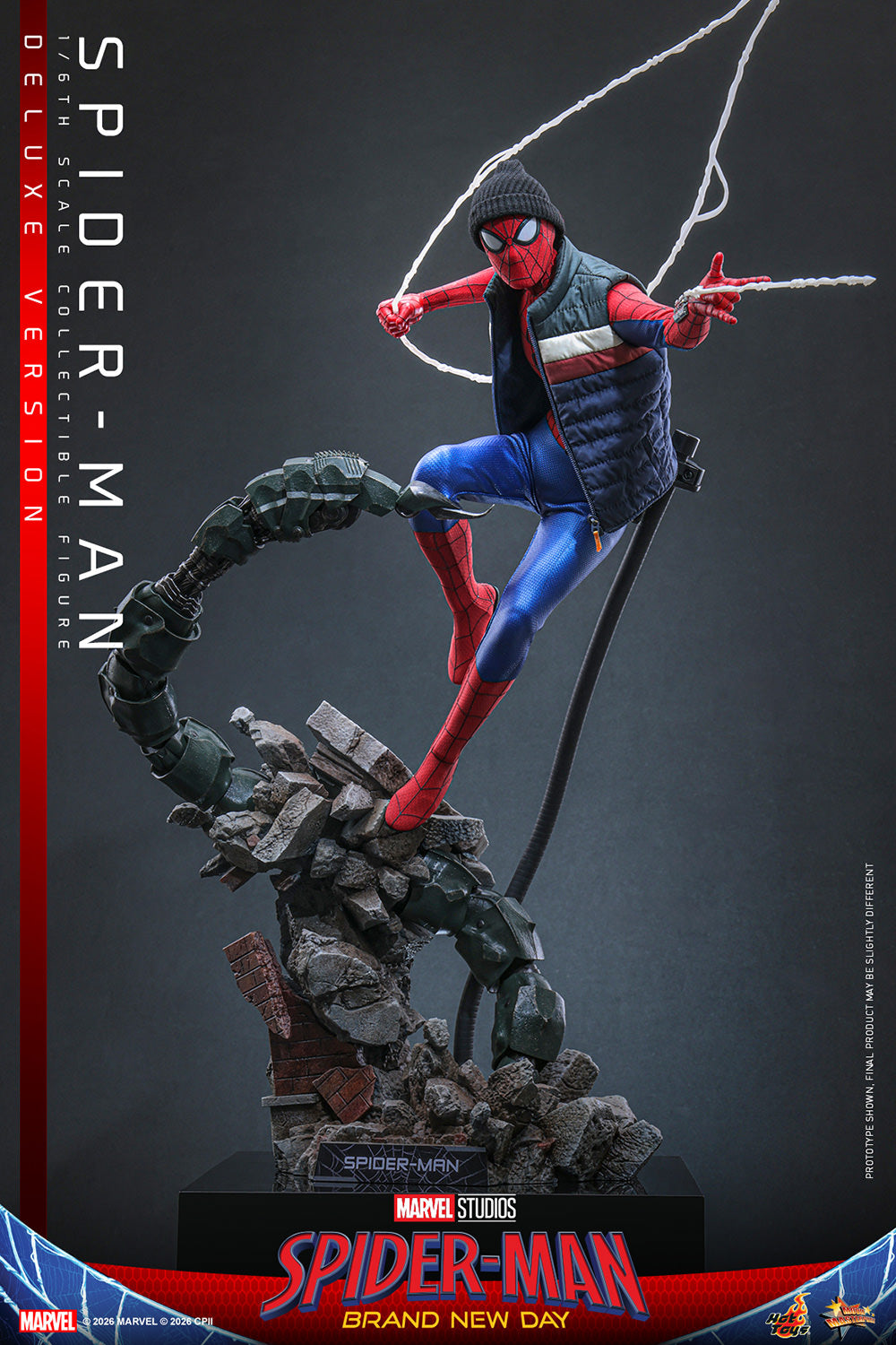Hot Toys Spider-Man Brand New Day Deluxe 1/6 scale figure — beanie and puffer vest