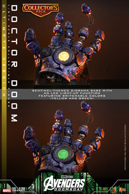 Hot Toys Doctor Doom Avengers Doomsday Ultimate 1/6 scale figure — LED diorama lit up