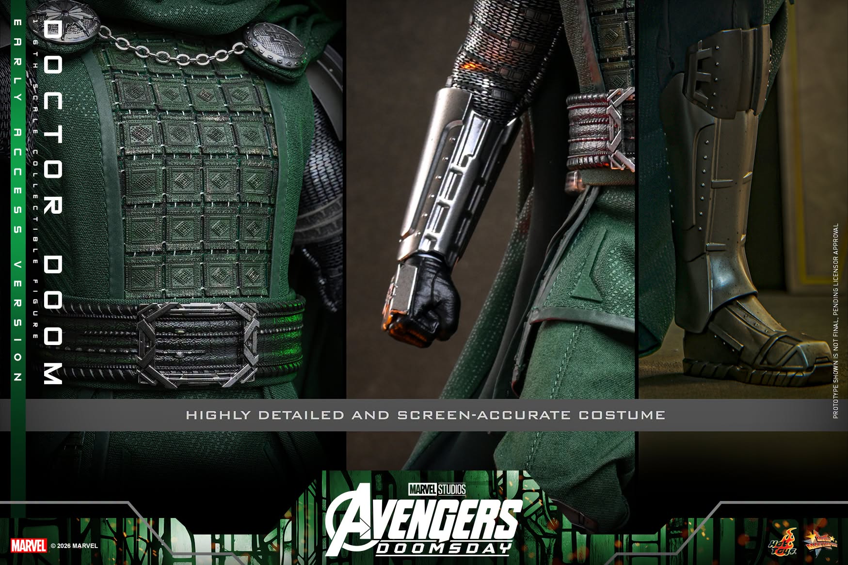 Hot Toys Doctor Doom Avengers Doomsday 1/6 scale figure — green flame effects