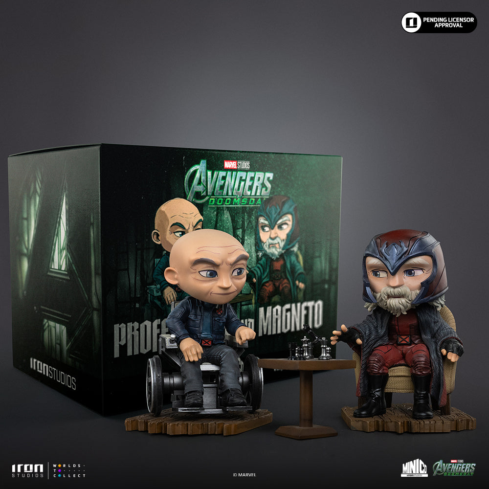 Iron Studios Professor X & Magneto Avengers: Doomsday MiniCo statue - front view on white background
