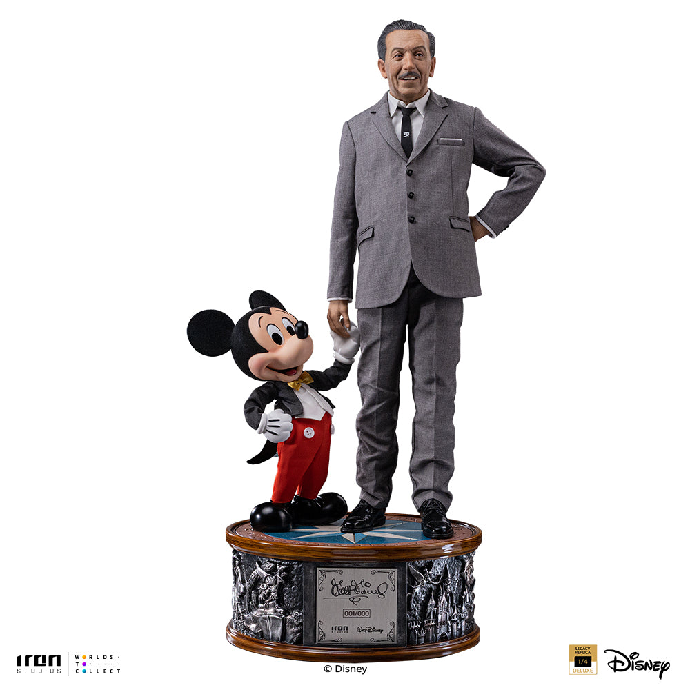 Iron Studios Walt Disney & Mickey Mouse Legacy Replica 1/4 statue - alternate angle view on white background 1